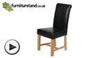 Watch Braced Scroll back Leather Dining Chair with Oak Legs (Black) video