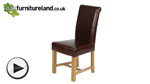 Watch Braced Scroll back Leather Dining Chair with Oak Legs (Brown) video