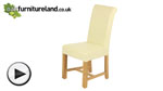 Watch Braced Scroll back Leather Dining Chair with Oak Legs (Cream) video