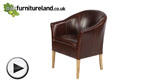 Watch Brown Leather Tub Chair with Solid Oak Legs video