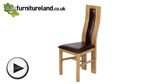 Watch Curved Back Solid Oak and Brown Leather Dining Chair video