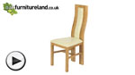Watch Curved Back Solid Oak and Cream Leather Dining Chair video