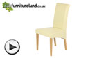 Watch Scroll Back Leather Dining Chair with Oak Legs (Cream) video