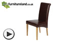 Watch Scroll back Leather Dining Chair with Oak Legs (Brown) video