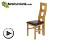 Watch Wave Back Solid Oak and Brown Leather Dining Chair video