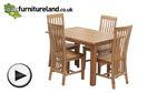 Watch 4ft x 2ft 8" Solid Oak Dining Table + 4 Solid Oak High Back Chairs video
