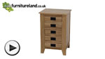Watch Eden Solid Oak 5 Drawer Bedside Chest video