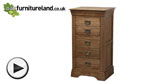 Watch French Farmhouse Solid Oak 5 Drawer Chest video