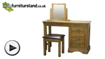 Watch French Farmhouse Solid Oak Dressing Table, Swivel Mirror and Stool Set video