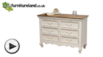 Watch French Shabby Chic Solid Mango Wide 6 Drawer Chest video