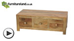 Watch Mantis Light Solid Mango 6 Drawer Coffee Table video