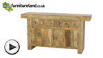 Watch Mantis Light Solid Mango 6 Drawer Sideboard video