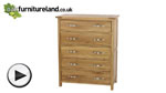 Watch Newark Solid Oak 5 Drawer Chest video
