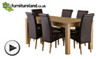 Watch Oakdale Solid Oak 6ft x 3ft Dining Table + 6 Scroll Back Leather Chairs video