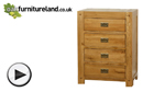 Watch Quercus Solid Oak 4 Drawer Tall Chest video