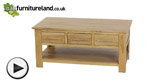 Watch Rivermead Solid Oak 6 Drawer Coffee Table video