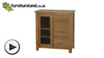 Watch Rivermead Solid Oak 3 Drawer Glazed Media Cabinet video