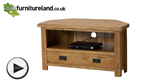 Watch Rustic Solid Oak Corner TV + DVD Cabinet video
