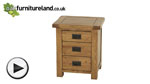 Watch Rustic Solid Oak 3 Drawer Bedside Cabinet video