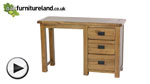 Watch Rustic Solid Oak 3 Drawer Dressing Table  video