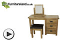 Watch Rustic Solid Oak 3 Drawer Dressing Table, Stool and Mirror Set video