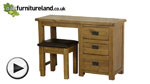 Watch Rustic Solid Oak 3 Drawer Dressing Table and Stool Set video