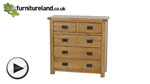Watch Rustic Solid Oak 3+2 Drawer Chest  video