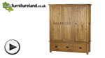 Watch Rustic Solid Oak Triple Wardrobe video