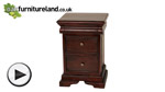 Watch Sleigh Solid Mahogany 3 Drawer Bedside Table video