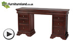 Watch Sleigh Solid Mahogany 6+3 Drawer Dressing Table/Computer Desk video