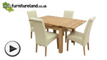 Watch 3ft x 3ft Solid Oak Extending Dining Set + 4 Cream Leather Chairs (Seats Up To 6 People Extended) video