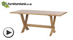 Watch 6ft x 3ft Solid Oak Crossed Leg Dining Table video