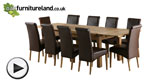 Watch 6ft x 3ft Solid Oak Extending Dining Table + 10 Brown Leather Scroll Back Chairs video