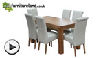 Watch Chunky 5ft x 2ft 6" Solid Oak Dining Table + 6 Cream Leather Chairs video