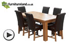 Watch Chunky 6ft x 3ft Solid Oak Dining Table + 6 Black Leather Braced Chairs video