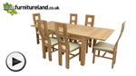 Watch 4ft 7" x 3ft Solid Oak Extending Dining Table + 6 Cream Wave Back Chairs video