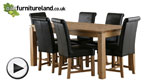 Watch Galway 6ft x 2ft 8" Solid Oak Dining Table + 6 Black Braced Scroll Back Leather Chairs video