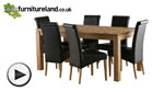 Watch Galway 6ft x 2ft 8" Solid Oak Dining set + 6 Black Scroll Back Real Leather Chairs video