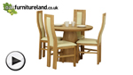 Watch Solid Oak Round Dining Table with Pyramid Base + 4 Cream Curve Back Chairs video