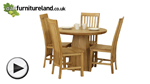 Watch Solid Oak Round Dining Table with Pyramid Base + 4 Solid Oak High Slat Back Dining Chair video