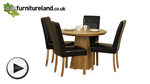Watch Solid Oak Round Dining Table with Pyramid Base + 4 Black Stitch Back Chairs video