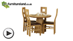 Watch Solid Oak Round Dining Table with Pyramid Base + 4 Brown Wave Back Chairs video