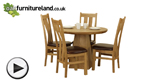 Watch Solid Oak Round Dining Table with Pyramid Base + 4 Arched Back Solid Oak Dining Chairs video