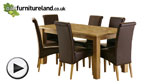Watch Solid Oak 6ft x 3ft Dining Table + 6 Brown Scroll Back Leather Chairs video