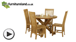 Watch Solid Oak Round Dining Table with Crossed Legs + 4 Solid Oak High Slat Back Dining Chair video