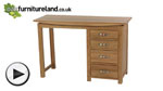 Watch Tokyo Solid Oak 4 Drawer Dressing Table video