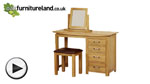 Watch Tokyo Solid Oak Dressing Table with Mirror and Stool Set video